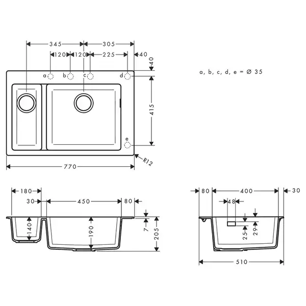Встраиваемая кухонная мойка Hansgrohe S51 S510-U635 (цвет - серый камень) 180/450 (43433290) фото 2 Aquada.com.ua Встраиваемая кухонная мойка Hansgrohe S51 S510-U635 (цвет - серый камень) 180/450 (43433290) фото 2 Aquada.com.ua