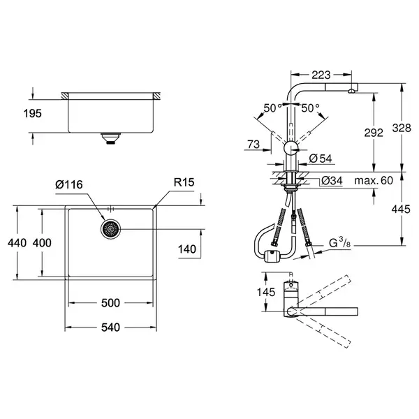 Набор Grohe мойка кухонная K700 31574AL0 + смеситель Minta 32168000 (31574AL032168000) Набор Grohe мойка кухонная K700 31574AL0 + смеситель Minta 32168000 (31574AL032168000)