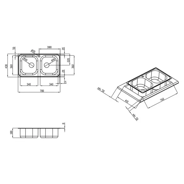 Кухонна мийка Qtap 7843-B Micro Decor 0,8 мм (QT7843BMICDEC08) (QT7843BMICDEC08) фото 2 Aquada.com.ua Кухонна мийка Qtap 7843-B Micro Decor 0,8 мм (QT7843BMICDEC08) (QT7843BMICDEC08) фото 2 Aquada.com.ua