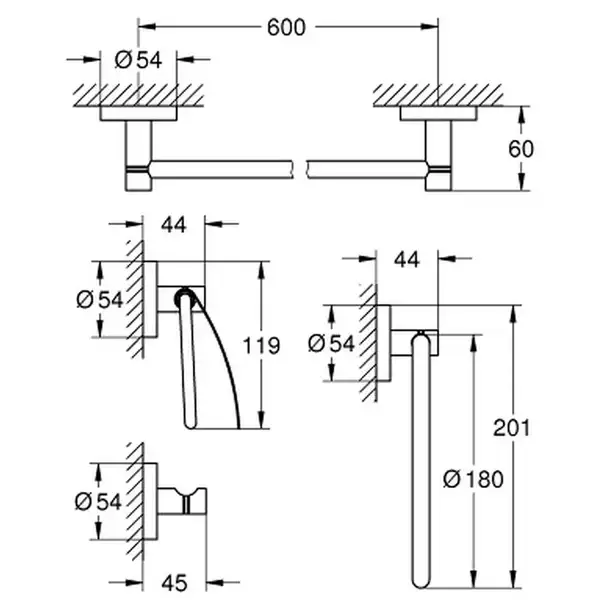 Набір аксесуарів 4 в 1 Grohe Essentials New (40776001) Набір аксесуарів 4 в 1 Grohe Essentials New (40776001)