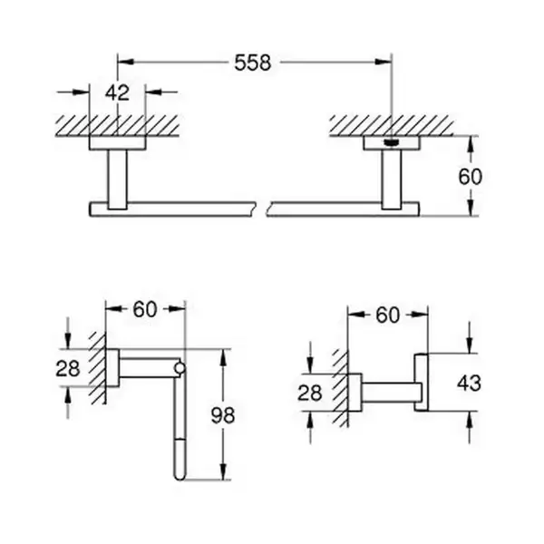 Набір аксесуарів 3 в 1 Grohe Essentials Cube New (40777001)