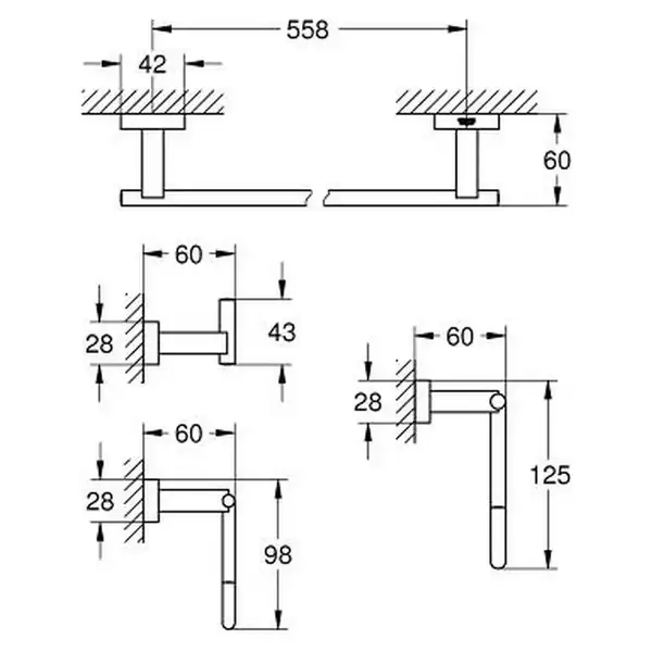 Набір аксесуарів 4 в 1 Grohe Essentials Cube New (40778001)