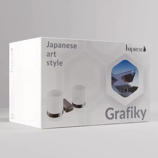 Набор аксессуаров 6-в-1 Imprese Grafiky (цвет - black nickel/стекло матовое) (GRAFIKY) фото 17 Aquada.com.ua