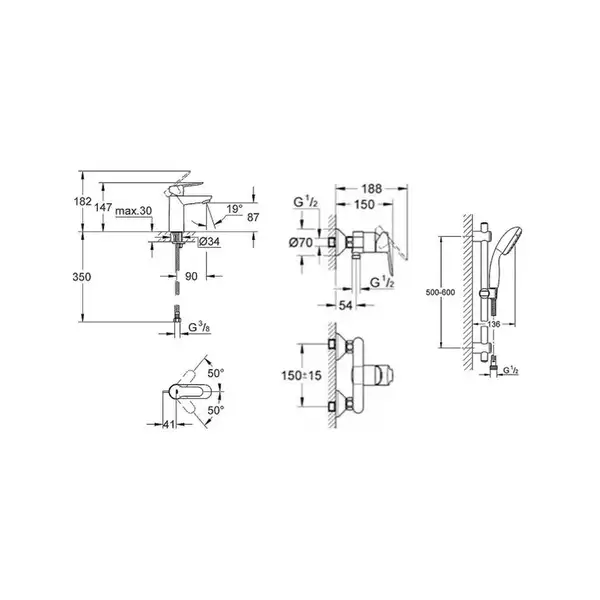 GROHE Набор смесителей 3 в 1 BAU EDGE (123208S) (123208S) фото 2 Aquada.com.ua GROHE Набор смесителей 3 в 1 BAU EDGE (123208S) (123208S) фото 2 Aquada.com.ua