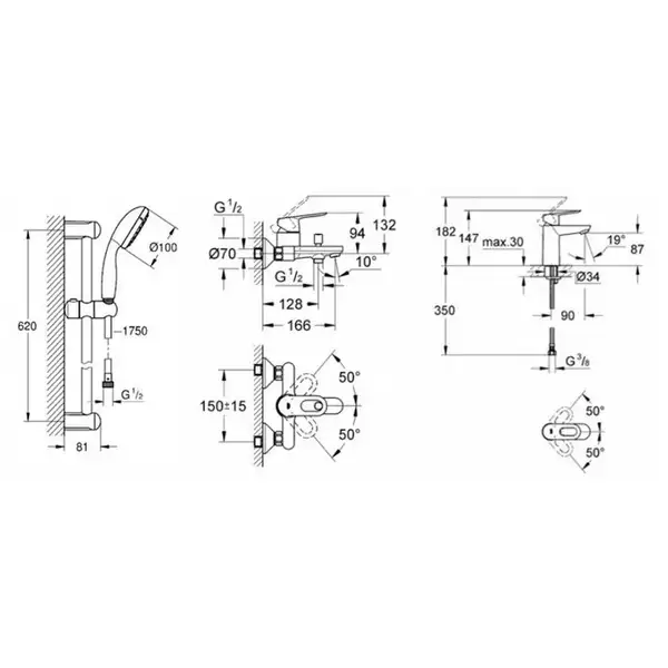 Набір змішувачів для ванни S-Size Grohe BauLoop (123214S) Набір змішувачів для ванни S-Size Grohe BauLoop (123214S)