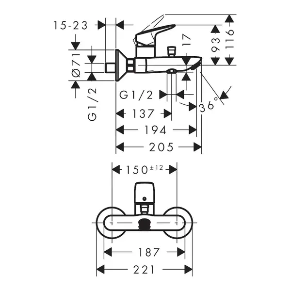 Набор смесителей для ванны 3-в-1 Hansgrohe Logis/Crometta (цвет - хром) (10002020) фото 8 Aquada.com.ua