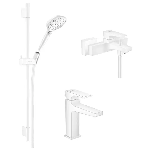 Набор смесителей для ванны 3-в-1 Hansgrohe Metropol /Raindance Select E (цвет - белый матовый) (1082020) фото 1 Aquada.com.ua Набор смесителей для ванны 3-в-1 Hansgrohe Metropol /Raindance Select E (цвет - белый матовый) (1082020) фото 1 Aquada.com.ua