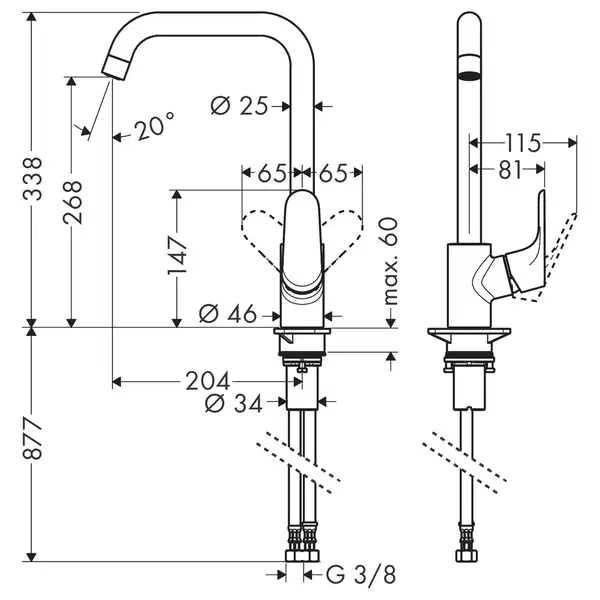 Набор смесителей для ванны и кухни 4-в-1 Hansgrohe Novus/Crometta/Focus (цвет - хром) (1162019) фото 9 Aquada.com.ua