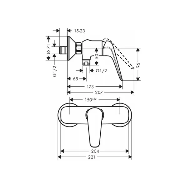 Набор смесителей для душа 3-в-1 Hansgrohe Novus (цвет - хром) (20180005) фото 3 Aquada.com.ua