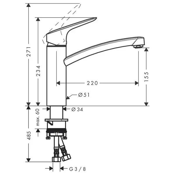 Набор смесителей для ванны и кухни 4-в-1 Hansgrohe Logis/Crometta (цвет - хром) (20200000) фото 8 Aquada.com.ua