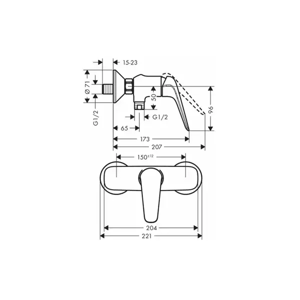 Набор смесителей для ванны 3-в-1 Hansgrohe Novus 70 (цвет - хром) (710362773) фото 4 Aquada.com.ua