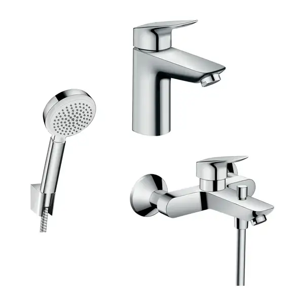 Набор смесителей для ванны 3-в-1 Hansgrohe Logis 100/Croma-100 Vario (цвет - хром) (711714310) фото 1 Aquada.com.ua