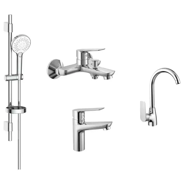 Набор смесителей для ванны/кухни 4-в-1 Imprese (цвет - хром) (kit30094) фото 1 Aquada.com.ua Набор смесителей для ванны/кухни 4-в-1 Imprese (цвет - хром) (kit30094) фото 1 Aquada.com.ua
