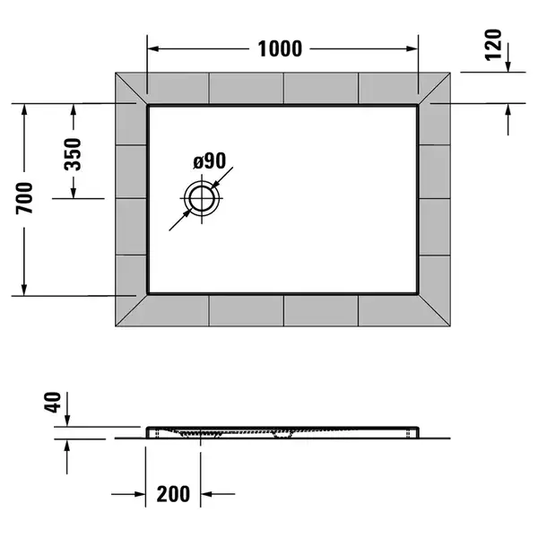Душевой поддон 100 х 70 х 4 см Duravit Tempano, белый, с Antislip (720193000000000) фото 4 Aquada.com.ua