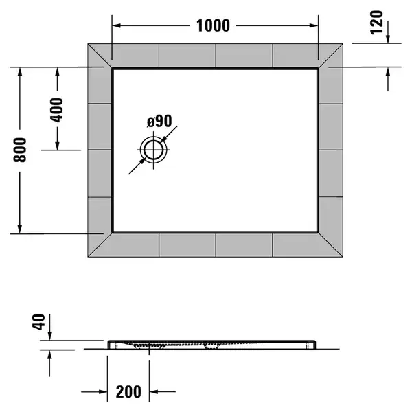 Душевой поддон 100 х 80 х 4 см Duravit Tempano, белый, с Antislip (720194000000001) фото 2 Aquada.com.ua
