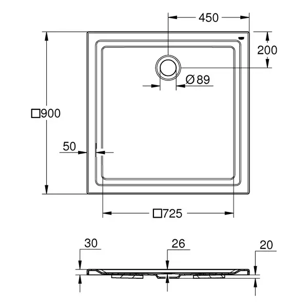 Душевой поддон Grohe 90 х 90 см, универсальный (39301000) фото 7 Aquada.com.ua
