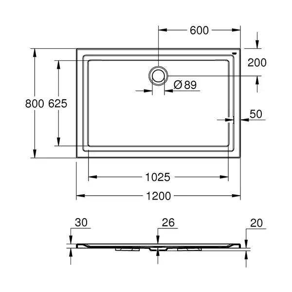 Душевой поддон Grohe 120 х 80 см, универсальный (39305000) фото 5 Aquada.com.ua