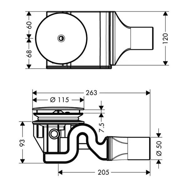 Сифон для поддона Hansgrohe Raindrain 90 XXL (цвет - хром) (60067000) фото 2 Aquada.com.ua