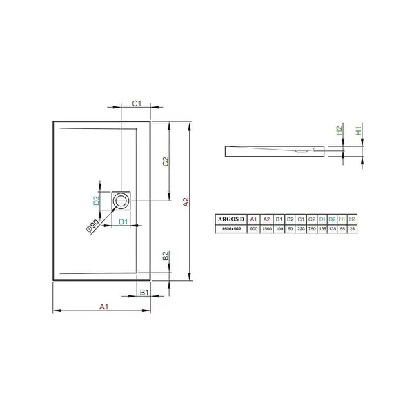 Душевой поддон Radaway Delos 1500x900 мм (4AD915-01) фото 2 Aquada.com.ua