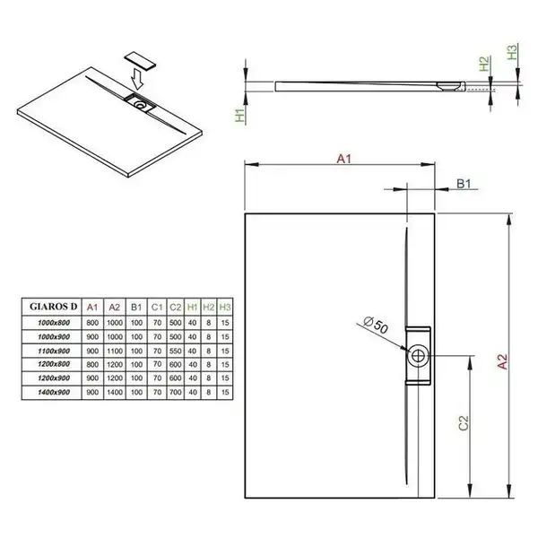 Душевой поддон Radaway Giaros D 1100x900 мм (MKGD1190-03) фото 3 Aquada.com.ua