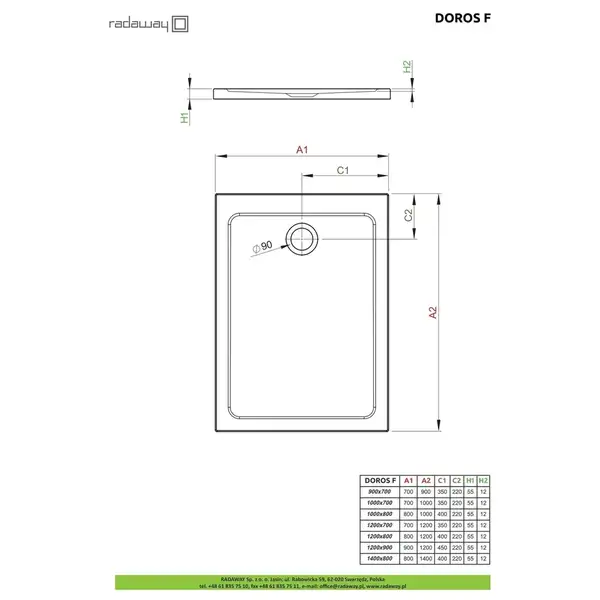 Radaway Doros F Душовий піддон 1200x900 мм, білий (SDRF1290-01) Radaway Doros F Душовий піддон 1200x900 мм, білий (SDRF1290-01)