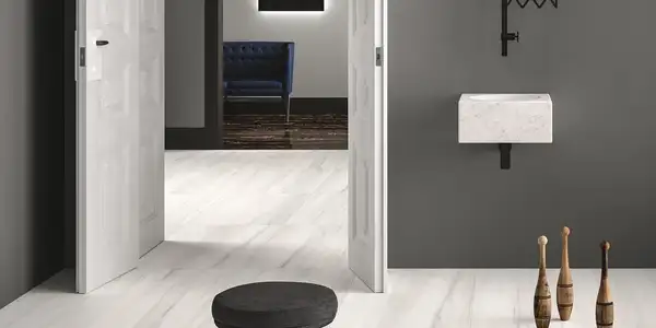 Плитка напольная Fiandre Marble Lab Bianco Striato 60 х 60 см Semilucidato (AS193X860) фото 2 Aquada.com.ua