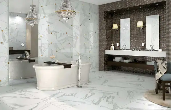 Керамогранит Mirage Jewels Calacatta Reale 60 х 60 см (9 мм) глянцевый (JW 02 LUC 60x60) фото 4 Aquada.com.ua