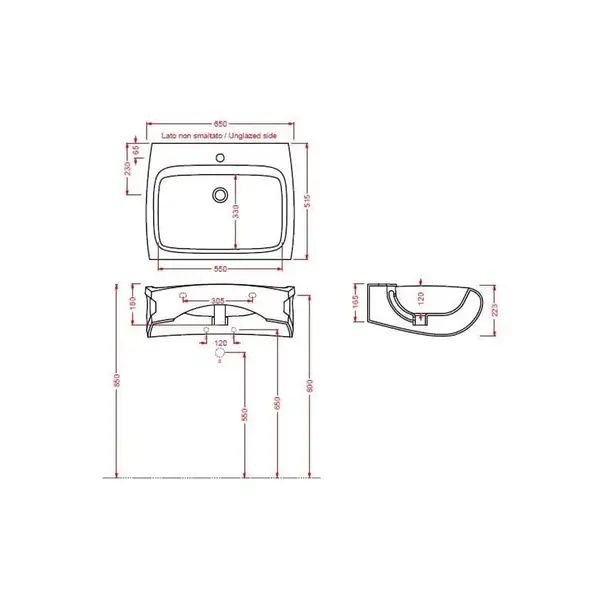 ARTCERAM Раковина подвесная Art Ceram Hi-line 65 х 51,5 см, черный глянцевый (HIL004 03;00) фото 2 Aquada.com.ua