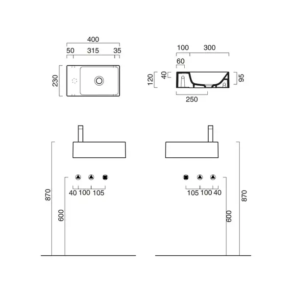 Маленькая (мини) раковина Catalano New Zero 40 х 23 см, satin cement/серый матовый (14023VECS) фото 2 Aquada.com.ua Маленькая (мини) раковина Catalano New Zero 40 х 23 см, satin cement/серый матовый (14023VECS) фото 2 Aquada.com.ua
