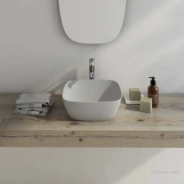 Раковина накладная на столешницу Catalano Green Lux / Colori 40 х 40 см Satin cement (140APGRLXCS) фото 2 Aquada.com.ua