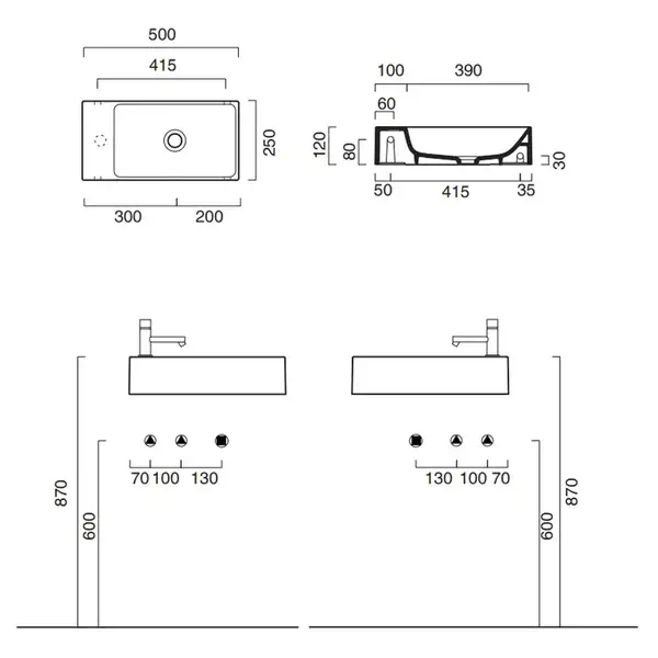 Маленькая (мини) раковина Catalano New Zero 50 x 25 см (15025VE00) фото 3 Aquada.com.ua Маленькая (мини) раковина Catalano New Zero 50 x 25 см (15025VE00) фото 3 Aquada.com.ua