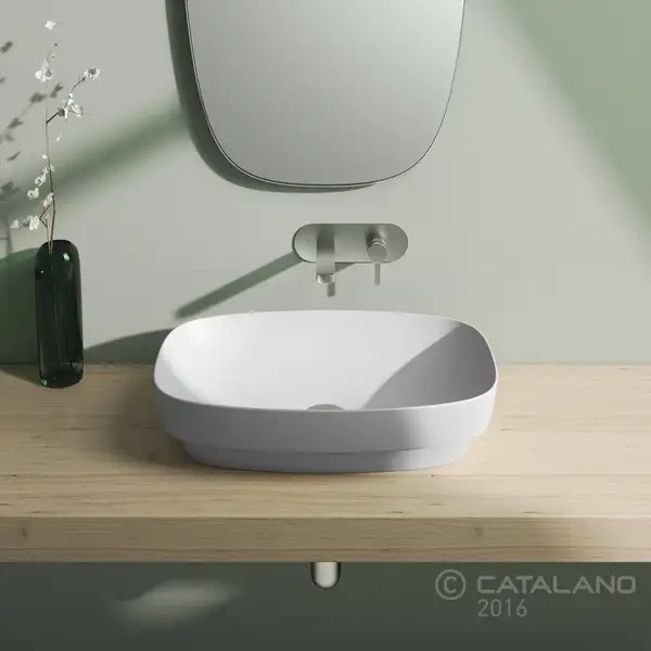 Раковина накладная на столешницу Catalano Green Lux / Colori 60х38 см, белый матовый (160AGRLXBM) фото 2 Aquada.com.ua Раковина накладная на столешницу Catalano Green Lux / Colori 60х38 см, белый матовый (160AGRLXBM) фото 2 Aquada.com.ua