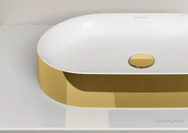 Раковина накладная на столешницу Catalano Horizon 60 х 35 см, Gold-white (160AHZBO) фото 3 Aquada.com.ua Раковина накладная на столешницу Catalano Horizon 60 х 35 см, Gold-white (160AHZBO) фото 3 Aquada.com.ua