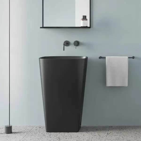 Раковина отдельностоящая 55 х 38 х h85 см Catalano Green Lux (слив в стену), чёрный матовый (1FRPGRLXNS) фото 2 Aquada.com.ua