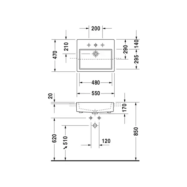 Раковина полувстраиваемая Duravit Vero 55 х 47 х 17 см (0314550000) фото 4 Aquada.com.ua Раковина полувстраиваемая Duravit Vero 55 х 47 х 17 см (0314550000) фото 4 Aquada.com.ua
