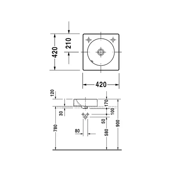 Раковина на столешницу Duravit Architec 420x420, без отверстия для смесителя (0320420000) фото 3 Aquada.com.ua Раковина на столешницу Duravit Architec 420x420, без отверстия для смесителя (0320420000) фото 3 Aquada.com.ua