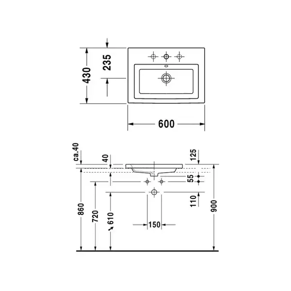 Раковина встраиваемая в столешницу Duravit 2nd floor 600 х 430 мм (0347600000) фото 3 Aquada.com.ua Раковина встраиваемая в столешницу Duravit 2nd floor 600 х 430 мм (0347600000) фото 3 Aquada.com.ua