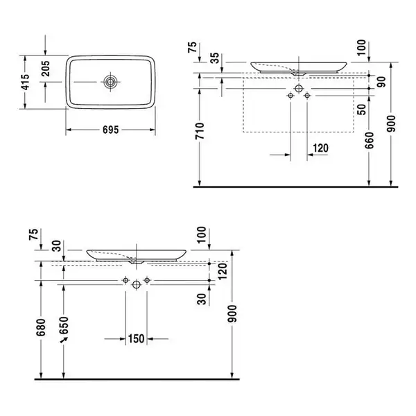 Раковина накладная на столешницу Duravit Pura Vida 69,5х41,5 см (0370700000) фото 3 Aquada.com.ua Раковина накладная на столешницу Duravit Pura Vida 69,5х41,5 см (0370700000) фото 3 Aquada.com.ua