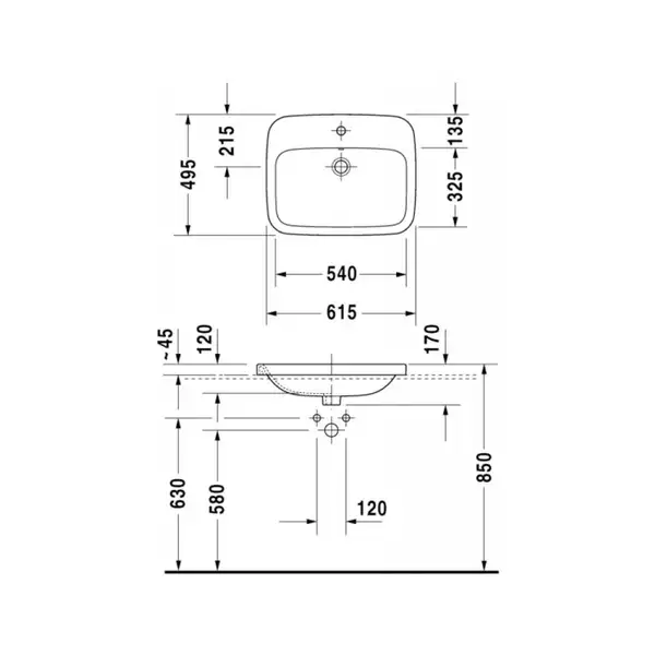 Раковина встраиваемая на столешницу Duravit DuraStyle 61,5 х 49,5 см (0374620000) фото 2 Aquada.com.ua Раковина встраиваемая на столешницу Duravit DuraStyle 61,5 х 49,5 см (0374620000) фото 2 Aquada.com.ua
