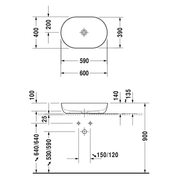 Раковина накладная на столешницу Duravit Luv 60 х 40 см (0379600000) фото 4 Aquada.com.ua Раковина накладная на столешницу Duravit Luv 60 х 40 см (0379600000) фото 4 Aquada.com.ua
