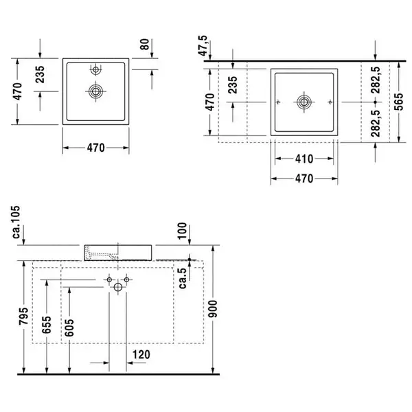 Раковина Duravit Starck 1 47х47 см (шлифованный вариант) (0387470027) фото 2 Aquada.com.ua Раковина Duravit Starck 1 47х47 см (шлифованный вариант) (0387470027) фото 2 Aquada.com.ua