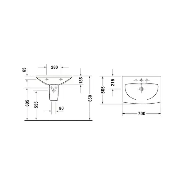 DURAVIT CARO умывальник 70*50,5см (0434700000) фото 2 Aquada.com.ua DURAVIT CARO умывальник 70*50,5см (0434700000) фото 2 Aquada.com.ua