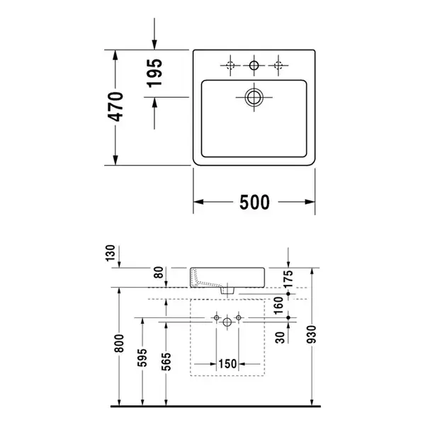 Раковина накладная на столешницу Duravit Vero 50х47 см (0452500000) фото 3 Aquada.com.ua Раковина накладная на столешницу Duravit Vero 50х47 см (0452500000) фото 3 Aquada.com.ua