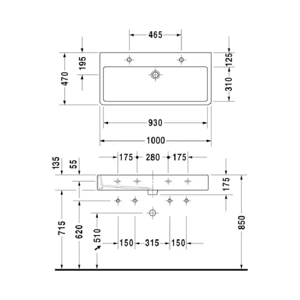 Раковина Duravit Vero 100х47 см (0454100024) фото 3 Aquada.com.ua Раковина Duravit Vero 100х47 см (0454100024) фото 3 Aquada.com.ua