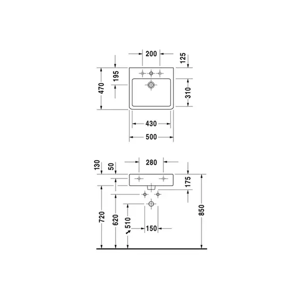 Раковина накладная на столешницу Duravit Vero 50х47 см (0454500000) фото 5 Aquada.com.ua