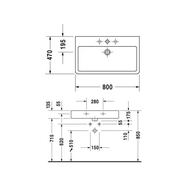 Раковина для мебели Duravit Vero 80 х 47 см, чёрная (0454800800) фото 2 Aquada.com.ua Раковина для мебели Duravit Vero 80 х 47 см, чёрная (0454800800) фото 2 Aquada.com.ua