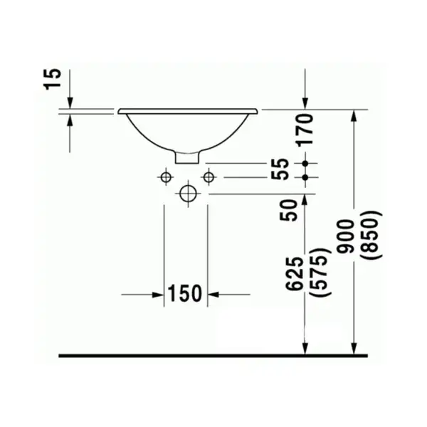 Встраиваемая раковина Duravit Architec d=47 см, с переливом (0468470000) фото 4 Aquada.com.ua