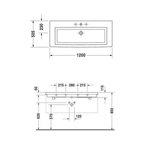 Раковина для мебели Duravit 2nd floor 120х50,5 см (0491120030) фото 2 Aquada.com.ua Раковина для мебели Duravit 2nd floor 120х50,5 см (0491120030) фото 2 Aquada.com.ua