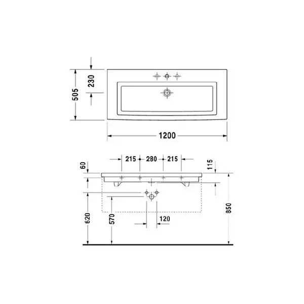 Раковина для мебели Duravit 2nd floor 120х50,5 см (0491120060) фото 2 Aquada.com.ua Раковина для мебели Duravit 2nd floor 120х50,5 см (0491120060) фото 2 Aquada.com.ua