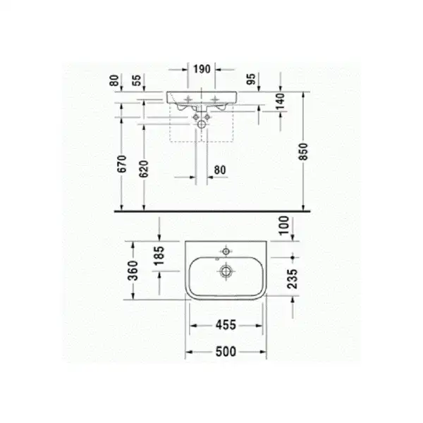 Раковина Duravit Happy D.2 - 50х36 см (0710500000) фото 2 Aquada.com.ua